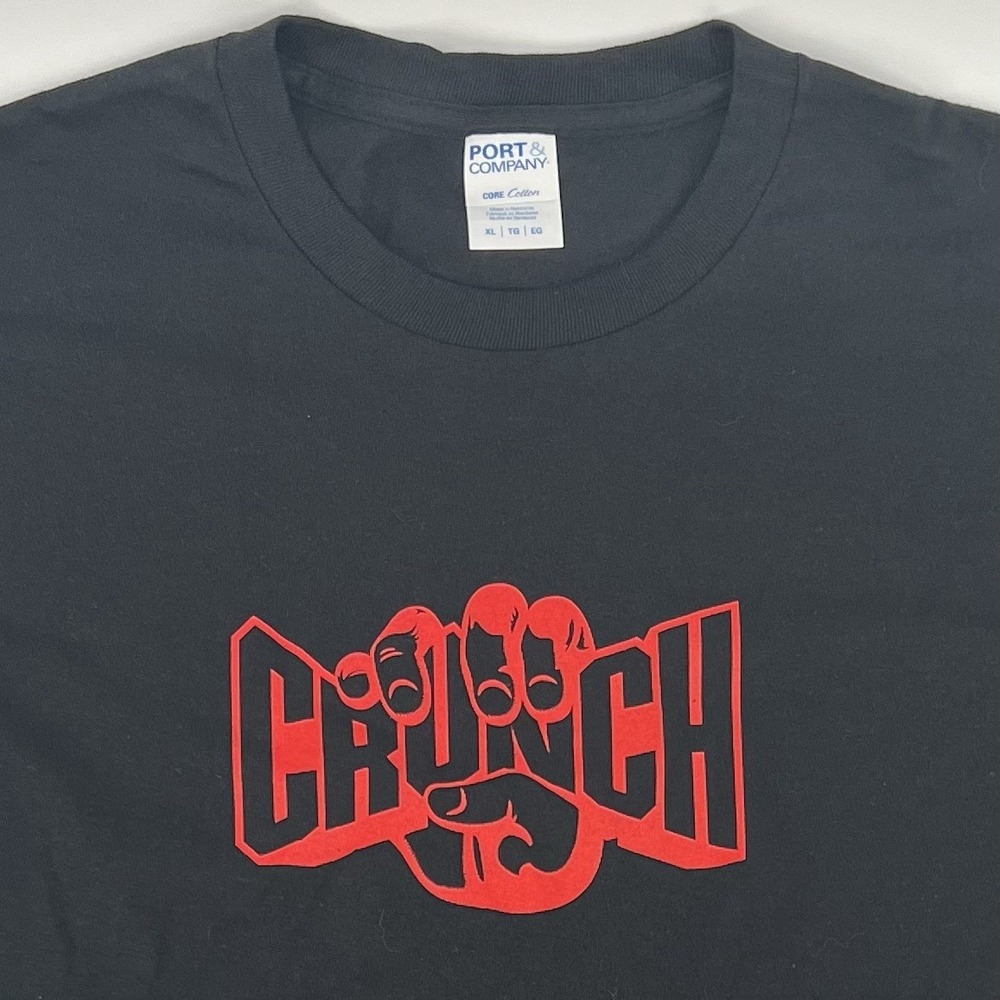 Crunch Fitness T Shirt, Size XL, Black w/ Red Fist Logo, Wellness, Gym, Workout